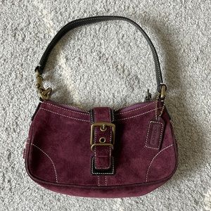 COACH Vintage Y2K Mini Baguette Shoulder Bag | Purple Suede w/ Gold Hardware